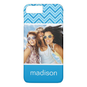 Aangepaste foto en naam Chevron Pattern Achtergron Case-Mate iPhone Case