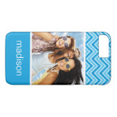 Aangepaste foto en naam Chevron Pattern Achtergron Case-Mate iPhone Case (Achterkant (Horizontaal))