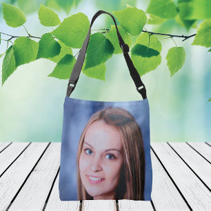 Aangepaste foto en naam dubbelzijdig crossbody tas