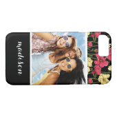 Aangepaste foto en naam Elegant floreel patroon 2 Case-Mate iPhone Case (Achterkant (Horizontaal))