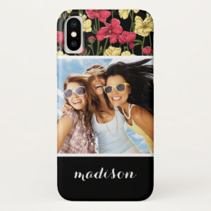 Aangepaste foto en naam Elegant floreel patroon 2 Case-Mate iPhone Case