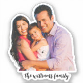 Aangepaste foto en naam familie sticker (Voorkant)