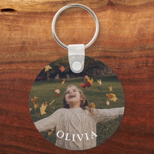 Aangepaste foto en naam gepersonaliseerd kind sleutelhanger (Achterkant)