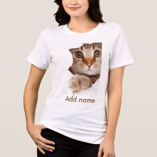 Aangepaste foto en naam gepersonaliseerd Tri-Blend shirt (Voorkant)