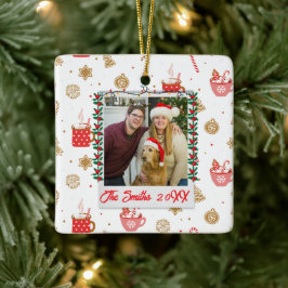 Aangepaste foto en naam Gepersonaliseerde vrolijke Keramisch Ornament
