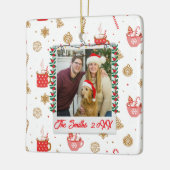 Aangepaste foto en naam Gepersonaliseerde vrolijke Keramisch Ornament (Links)