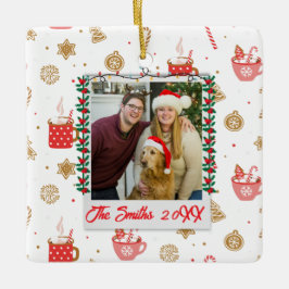 Aangepaste foto en naam Gepersonaliseerde vrolijke Keramisch Ornament