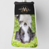 Aangepaste foto en naam gouden monogram golfheadcover (Draai 90)