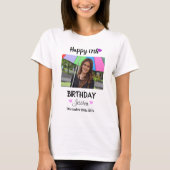 Aangepaste foto en naam Happy 17th Birthday Womens T-shirt (Voorkant)