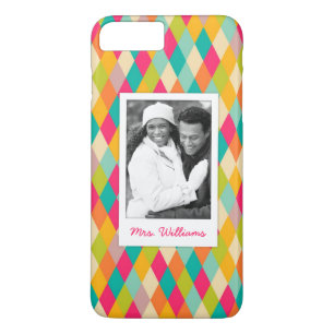Aangepaste foto en naam Harlequin  patroon Case-Mate iPhone Case