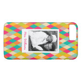 Aangepaste foto en naam Harlequin patroon Case-Mate iPhone Case (Achterkant (Horizontaal))