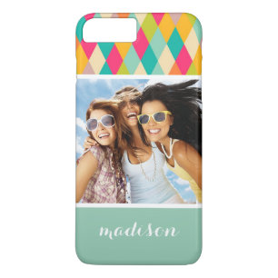 Aangepaste foto en naam Harlequin  patroon Case-Mate iPhone Case