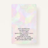 Aangepaste foto en naam iriserende holografische m badge (Achterkant)