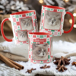 Aangepaste Foto en Naam Kerstmis Pet Cat Mok