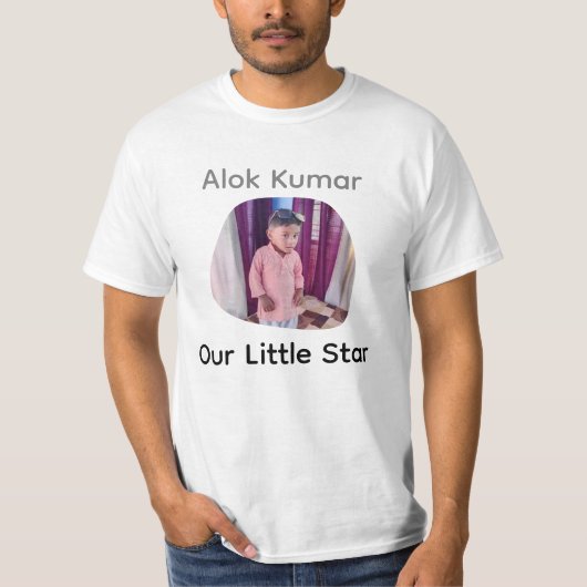 Aangepaste foto en naam kinderbelletje t-shirt (Voorkant)