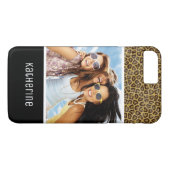 Aangepaste foto en naam leopard Fur Case-Mate iPhone Case (Achterkant (Horizontaal))
