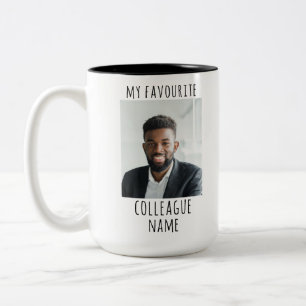 Aangepaste foto en naam Mijn favoriete collega Tweekleurige Koffiemok