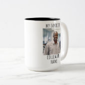 Aangepaste foto en naam Mijn favoriete collega Tweekleurige Koffiemok (Voorkant rechts)