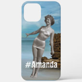 Aangepaste foto en naam Modern zomersstrand blauw Case-Mate iPhone Case (Achterkant)
