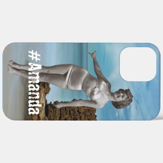 Aangepaste foto en naam Modern zomersstrand blauw Case-Mate iPhone Case (Achterkant / Rechts)