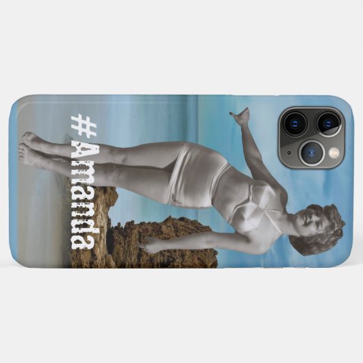 Aangepaste foto en naam Modern zomersstrand blauw Case-Mate iPhone Case (Achterkant (horizontaal))
