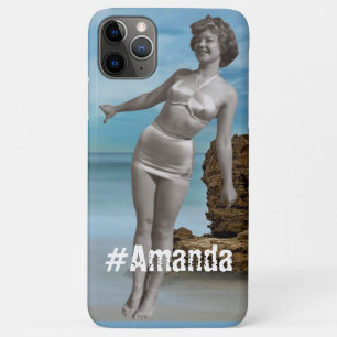 Aangepaste foto en naam Modern zomersstrand blauw Case-Mate iPhone Case
