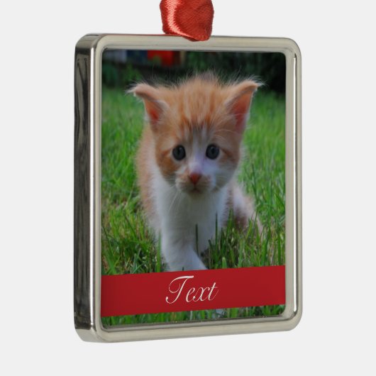 Aangepaste foto en naam of datum metalen ornament (Rechts)