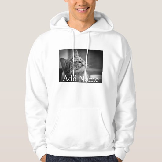 Aangepaste foto en naam op maat hoodie (Voorkant)