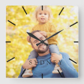 Aangepaste foto en naam op maat vierkante klok (Voorkant)