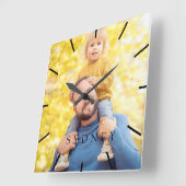 Aangepaste foto en naam op maat vierkante klok (Hoek)