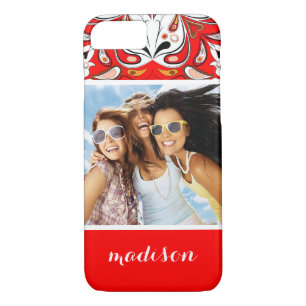 Aangepaste foto en naam Portugees tapepatroon Case-Mate iPhone Case