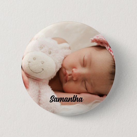 Aangepaste foto en naam ronde button 5,7 cm (Voorkant)