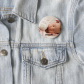 Aangepaste foto en naam ronde button 5,7 cm (In situ)