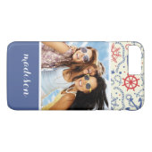 Aangepaste foto en naam rood en zeemacht met anker Case-Mate iPhone case (Achterkant (Horizontaal))