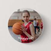 Aangepaste foto- en naam sportartikelen ronde button 5,7 cm (Voorkant)