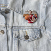 Aangepaste foto- en naam sportartikelen ronde button 5,7 cm (In situ)