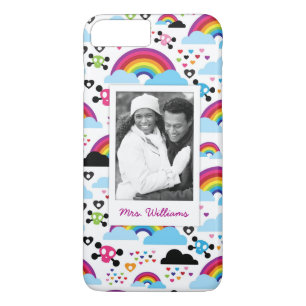 Aangepaste foto en naam Teenage emo regenboogsched iPhone 8/7 Plus Hoesje