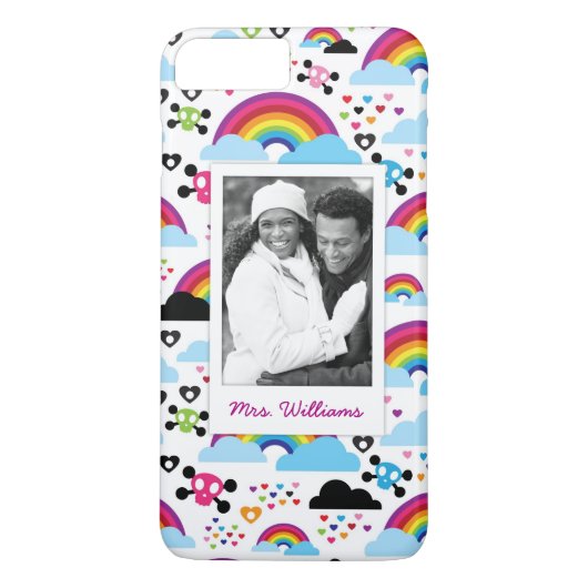 Aangepaste foto en naam Teenage emo regenboogsched Case-Mate iPhone Case (Achterkant)