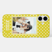 Aangepaste foto en naam van Bright Yellow Polka Do Case-Mate iPhone Case (Achterkant (horizontaal))