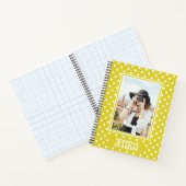 Aangepaste foto en naam van Bright Yellow Polka Do Notitieboek (Binnen)