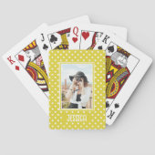 Aangepaste foto en naam van Bright Yellow Polka Do Pokerkaarten (Achterkant)