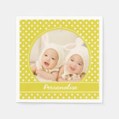 Aangepaste foto en naam van Bright Yellow Polka Do Servet (Voorkant)