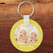 Aangepaste foto en naam van Bright Yellow Polka Do Sleutelhanger (Voorkant)