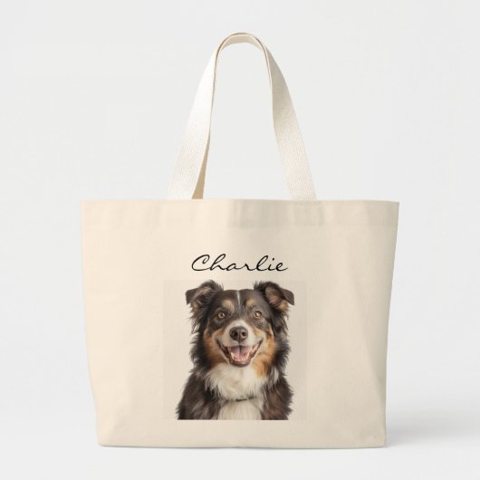 Aangepaste foto en naam van Pet Grote Tote Bag (Voorkant)