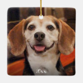 Aangepaste foto en naam voor kerstmis met zijkante keramisch ornament (Achterkant)