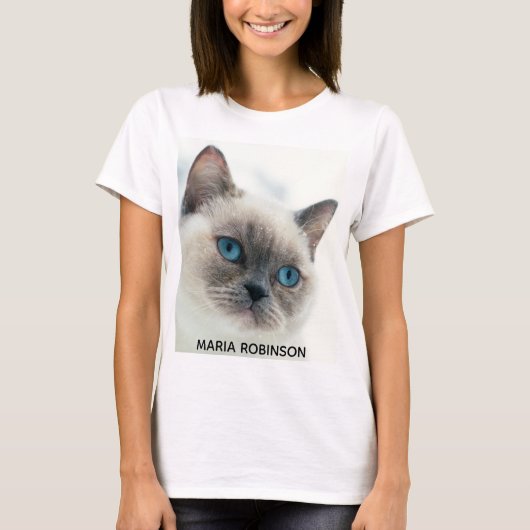 Aangepaste foto en naam Womens Funny gepersonalise T-shirt (Voorkant)