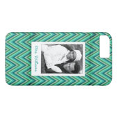 Aangepaste foto en naam Zig Zag Striped Background Case-Mate iPhone Case (Achterkant (Horizontaal))