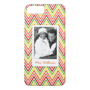 Aangepaste foto en naam Zigzag Chevron Pattern Case-Mate iPhone Case