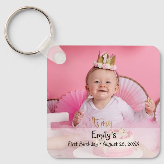 Aangepaste foto en naamDe eerste verjaardag van he Sleutelhanger (Voorkant)