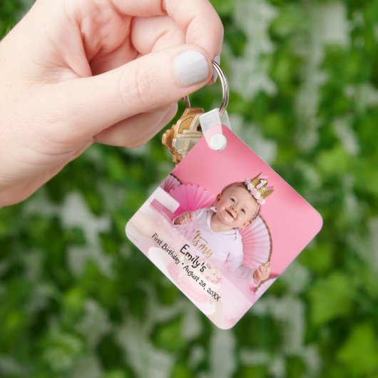 Aangepaste foto en naamDe eerste verjaardag van he Sleutelhanger (Hand)